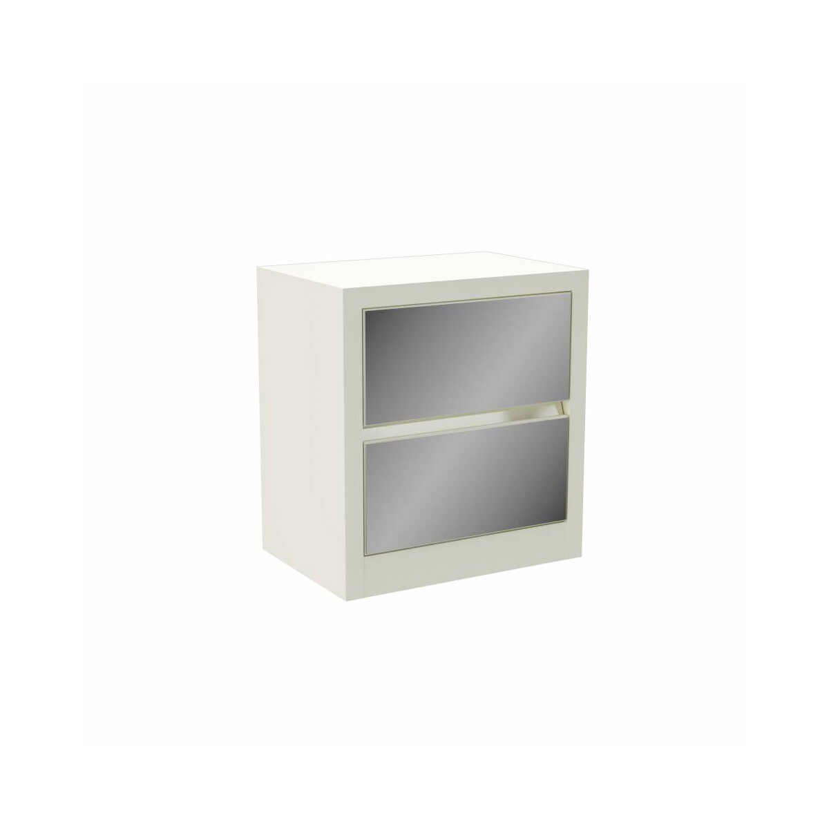 Mesa De Luz 2 Cajones Tamburato Blanca Con Espejo Tw141 