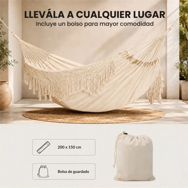 Hamaca Paraguaya Silla Colgante Reforzada Jardín Bolso Variante Color Blanco