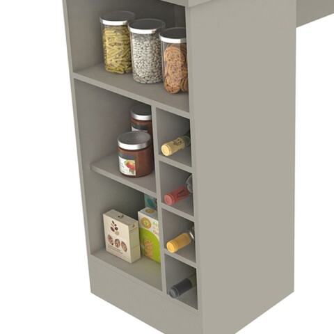 Mueble Barra Desayunador con Estantería y Vinera - MDP Cinza