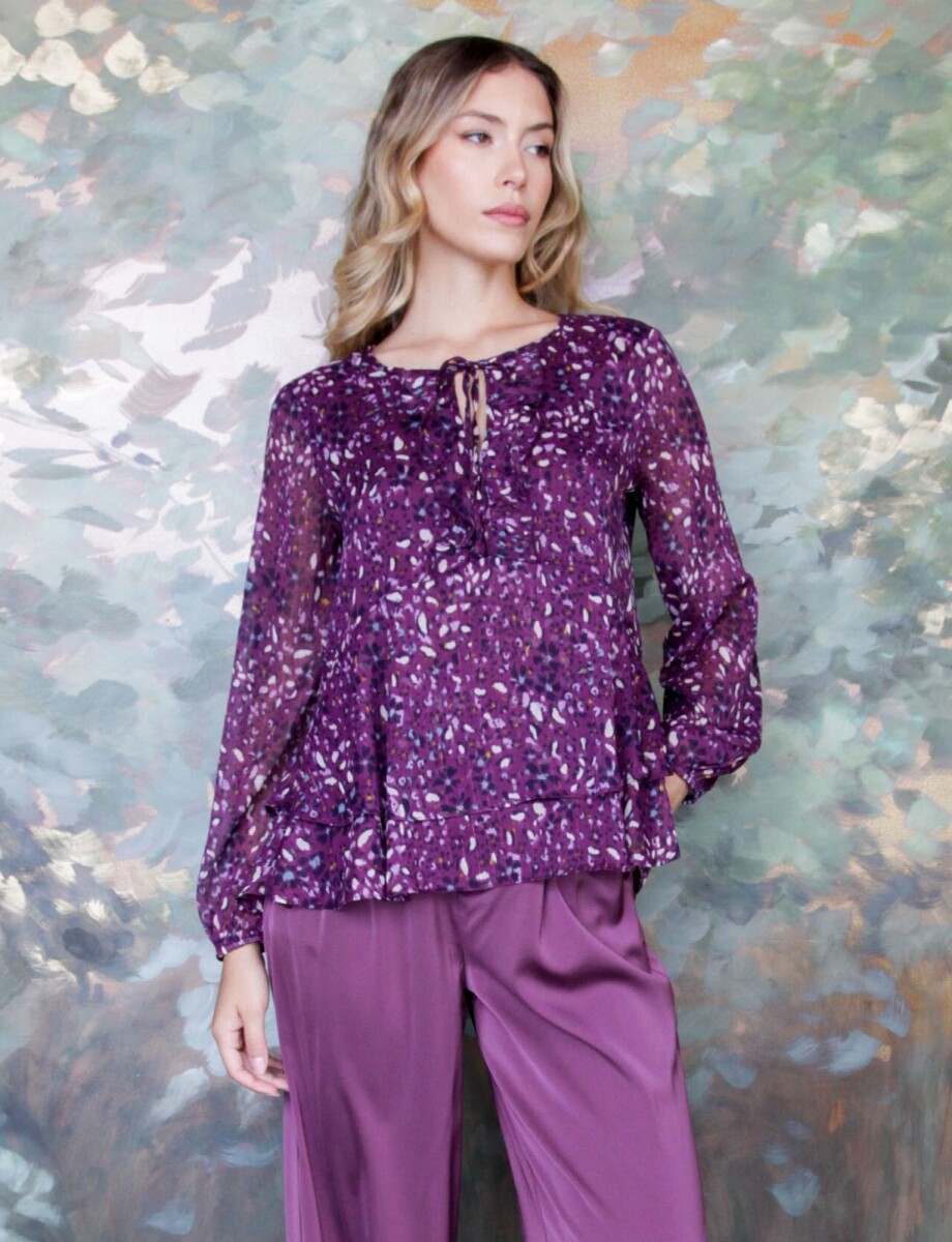 Blusa Gasa Print - Violeta/multi 