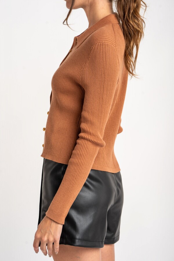 Cardigan Cuello Polo Mocha