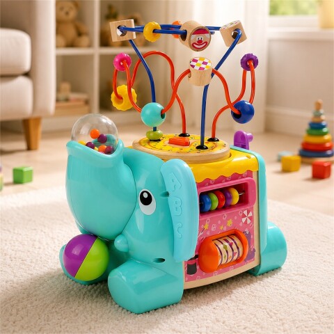 Cubo de Actividades Infantil 5 en 1 Elefante CELESTE