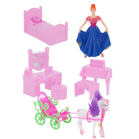 Castillo de princesa con carruaje , muñeca y muebles Castillo de princesa con carruaje , muñeca y muebles