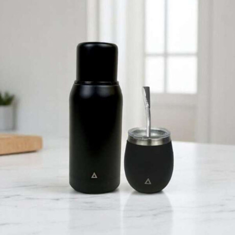 Kit Matero Negro, Termo 750ml, Mate y Bombilla. Sc