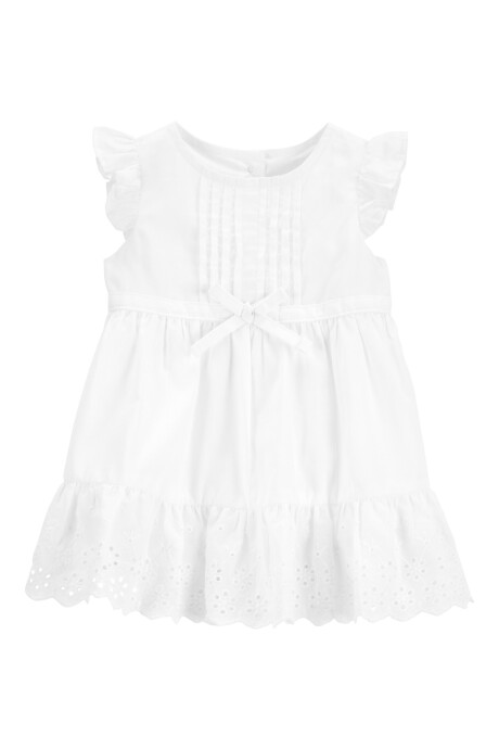 Vestido de algodón, con texturas y ojales, blanco Sin color