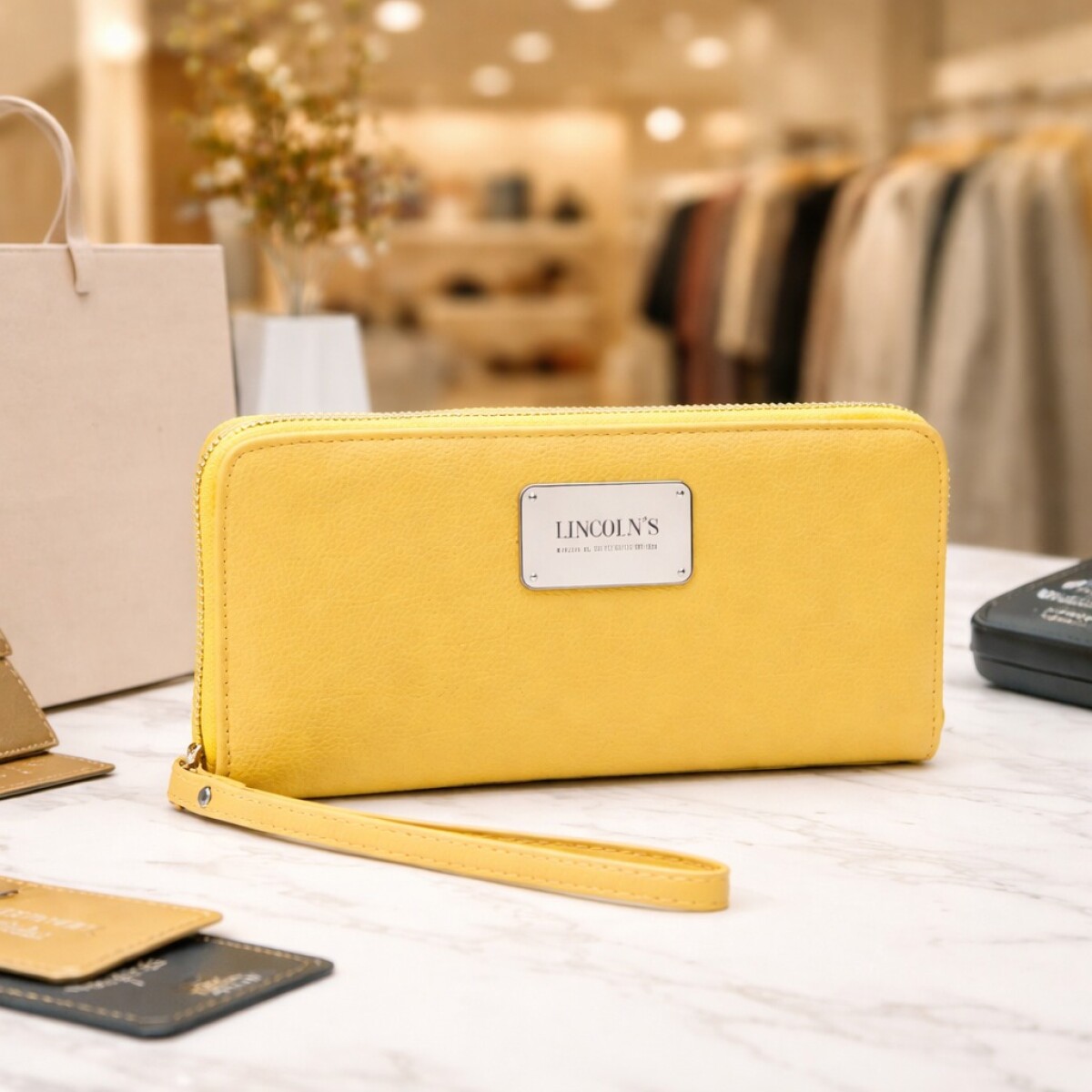 Billetera de Dama en Cuero Ecológico Grande con Cierre - Maiz 