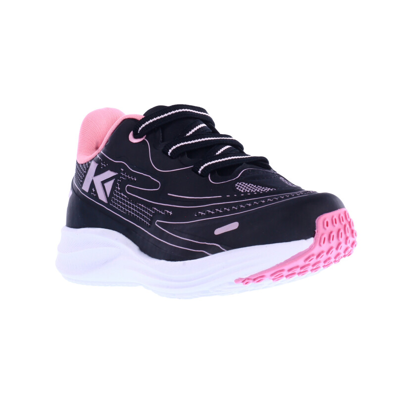 Championes de Niña KIDY acordonado con diseño en contraste Negro - Rosa