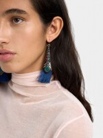 Pendientes Largos Étnicos Con Flecos multicolor