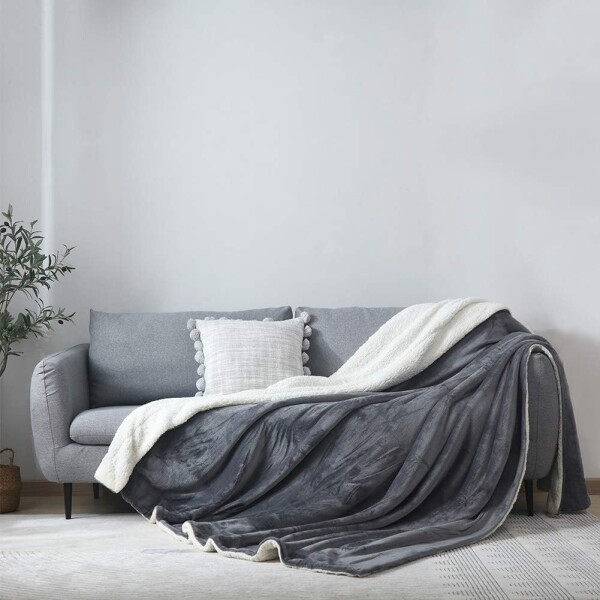 Frazada Manta Polar Con Corderito Acolchado 1 Plazas 200x150 Variante Color Gris