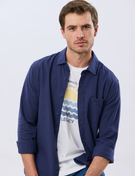 CAMISA LISA DE LINO Azul