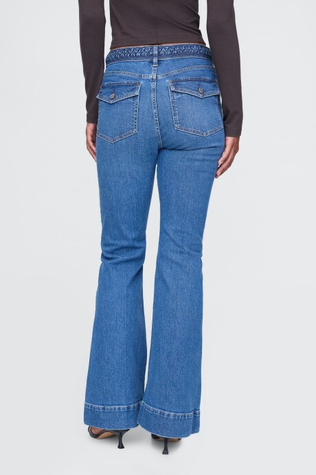 Jean 70S Flare Tiro Alto Mujer Medium Indigo 3