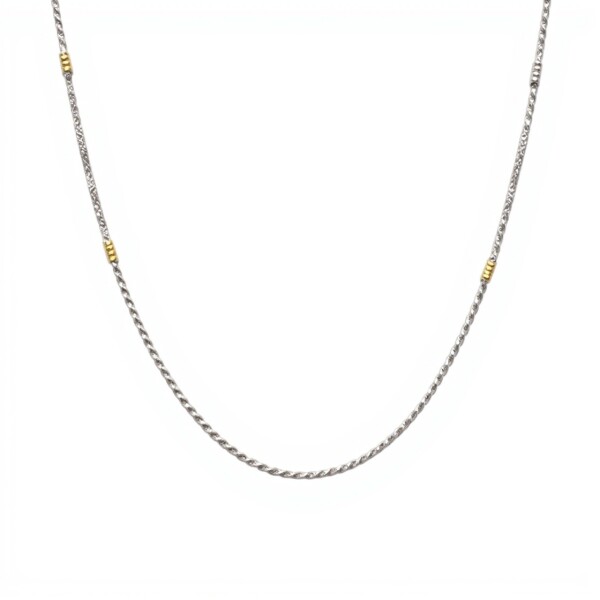 Cadena Espiga-Plata y Oro-Sin Piedra-CD5017 sinpiedra