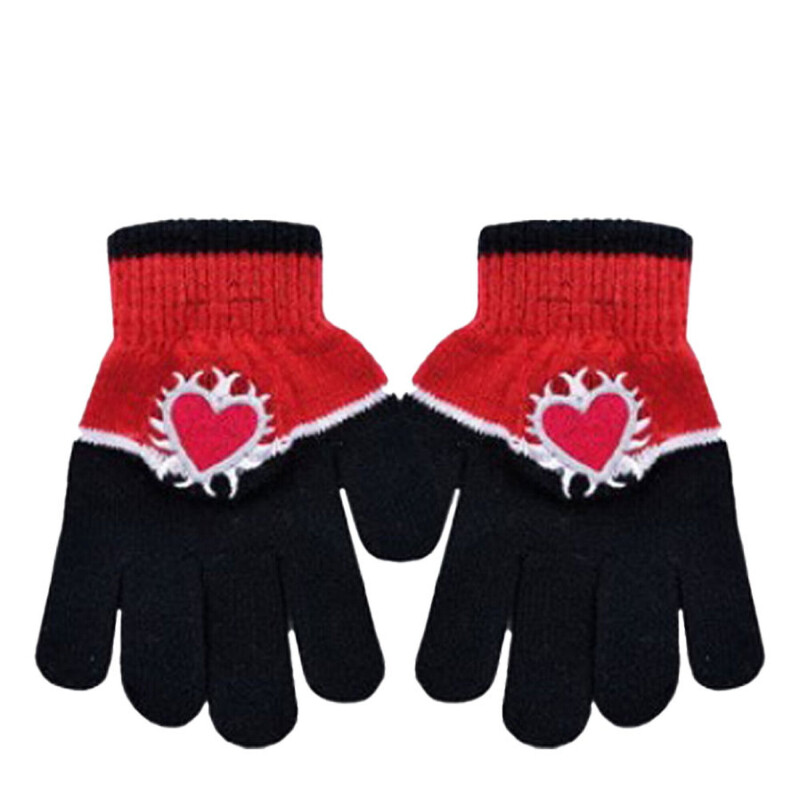 Guantes Infantiles Footy Corazón Negro - Rojo