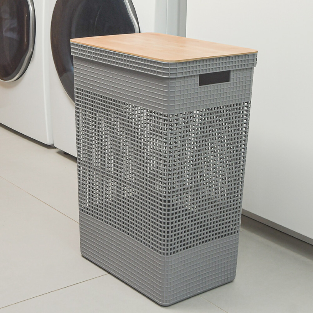 Organizador Alto l Tapa de Bambú Gris