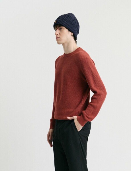 470986 SWEATER HARRINGTON LABEL Ladrillo
