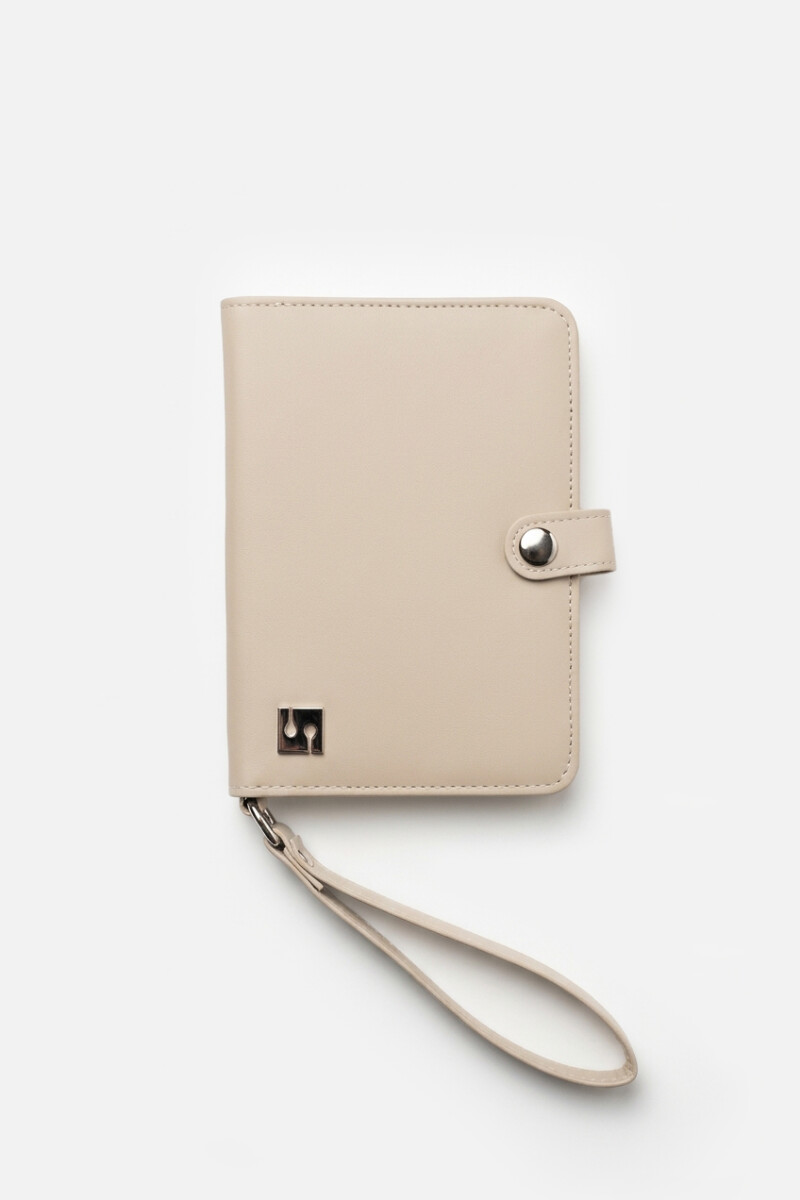 Billetera con compartimento para pasaporte y strap - gris 