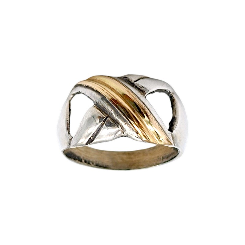Anillo Cruzado-Plata y Oro-Sin Piedra-AN5100 sinpiedra