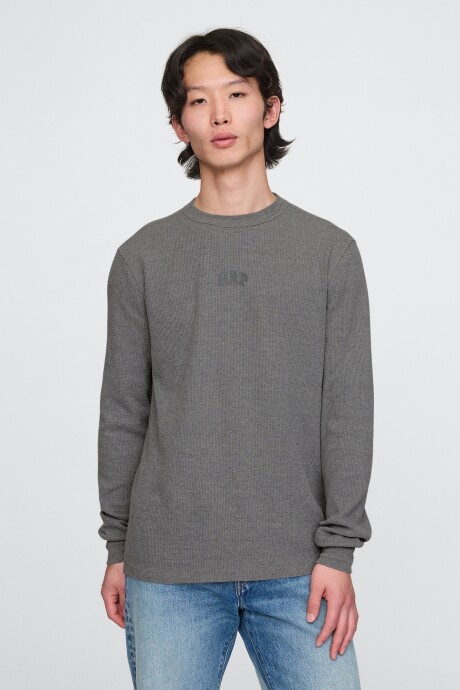 Remera Logo Gap Manga Larga Heather Grey