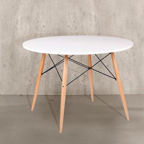 Mesa Comedor Eames Redonda Laqueada 100Cm Premium Calidad Blanco 1