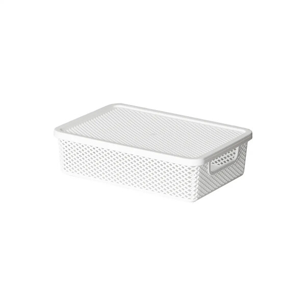 CESTO ORGANIZADOR LINEA CON TAPA BLANCO 27X19.5X7 CM. BLANCO
