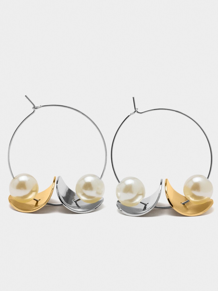 Aros De Pétalos Bicolor Con Perlas bicolor