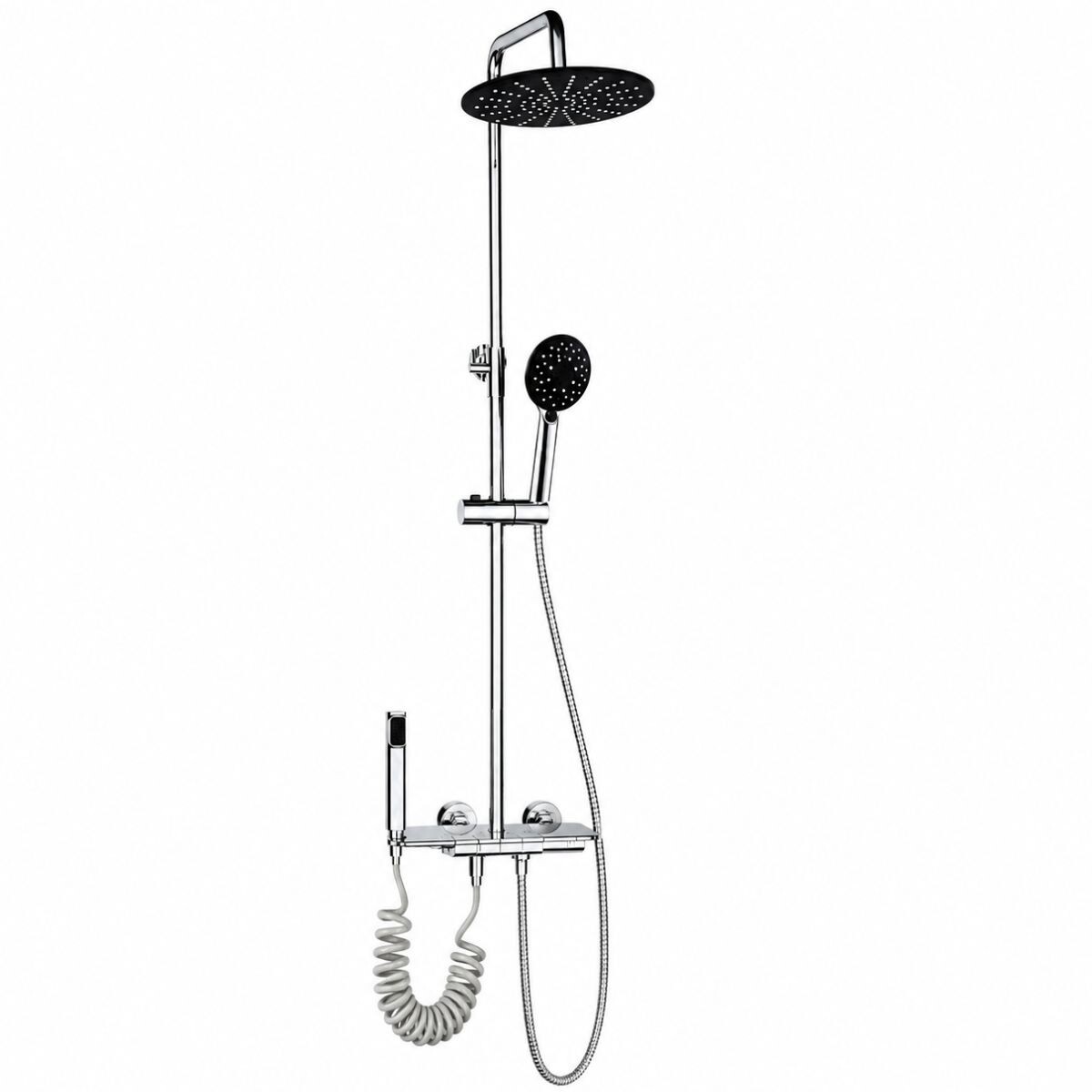 Barral De Ducha Cromado Con Botones Y Ducha Higiénica Gc 