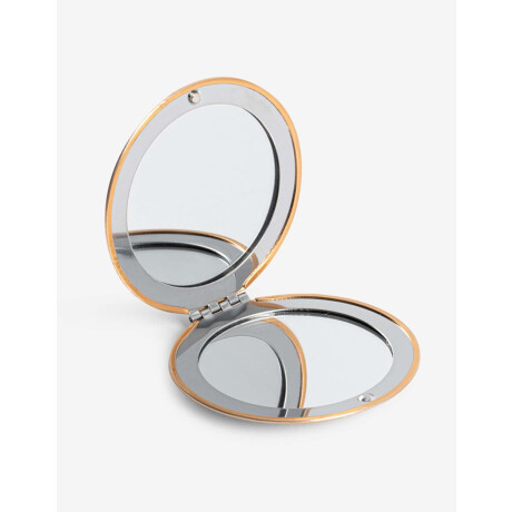 Espejo Redondo De Cartera Rosa Metalizado