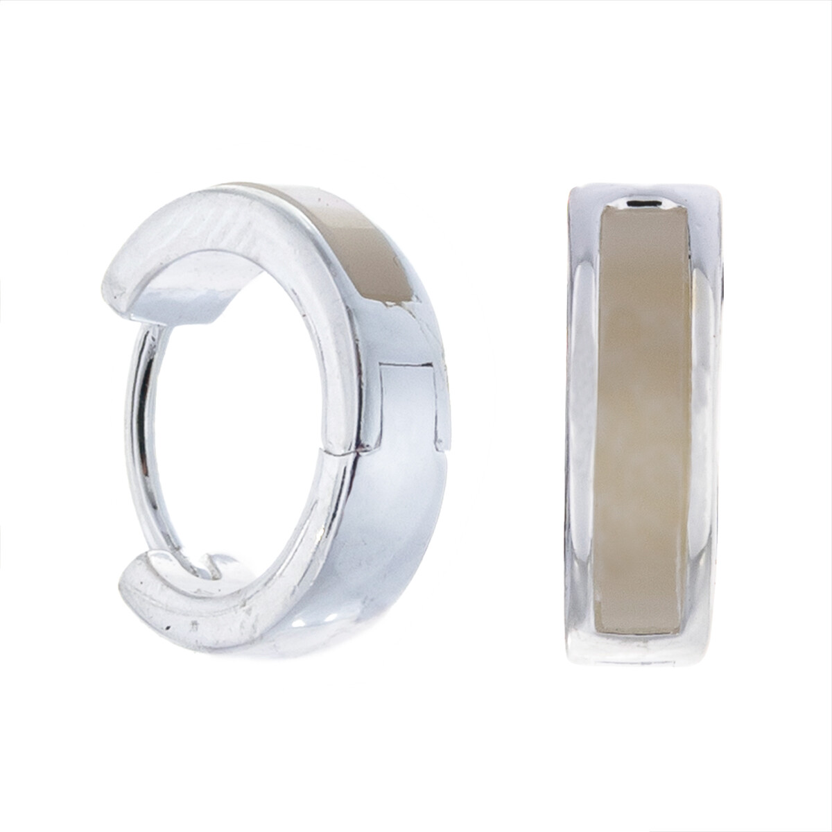 Par de aros de plata 925 con nácar. 