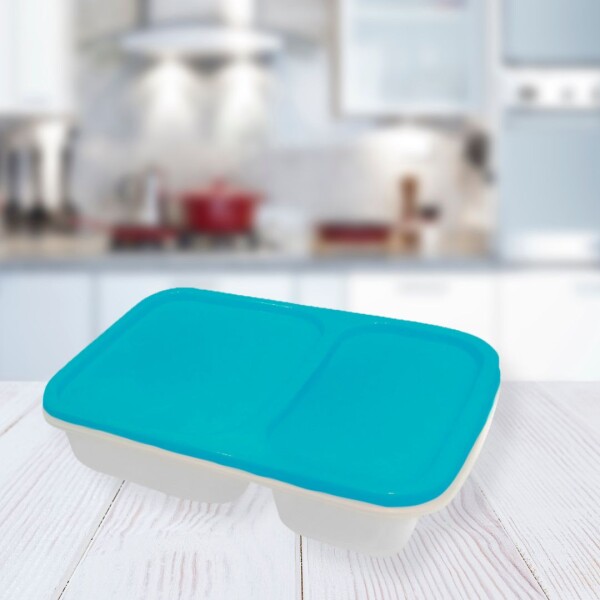 VIANDA RECTANGULAR 2 DIVISIONES JOLLY FRESHLIFE 0,8L CELESTE