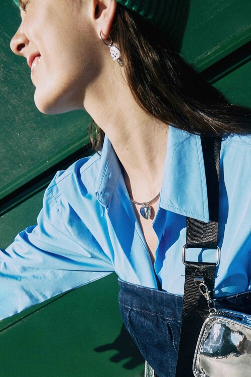 Collar choker dije corazón plateado