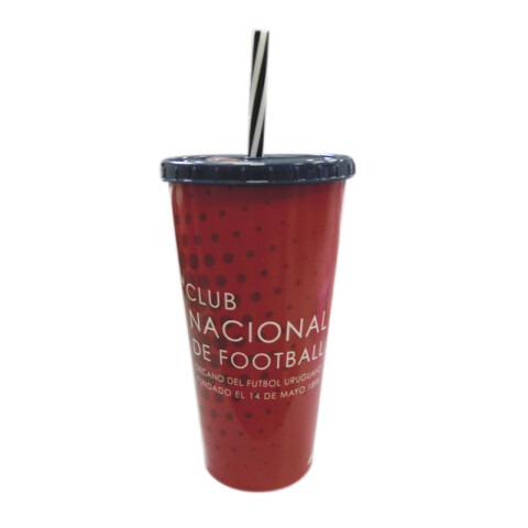 Vaso Plástico con Pajita Nacional 700ml Oficial U