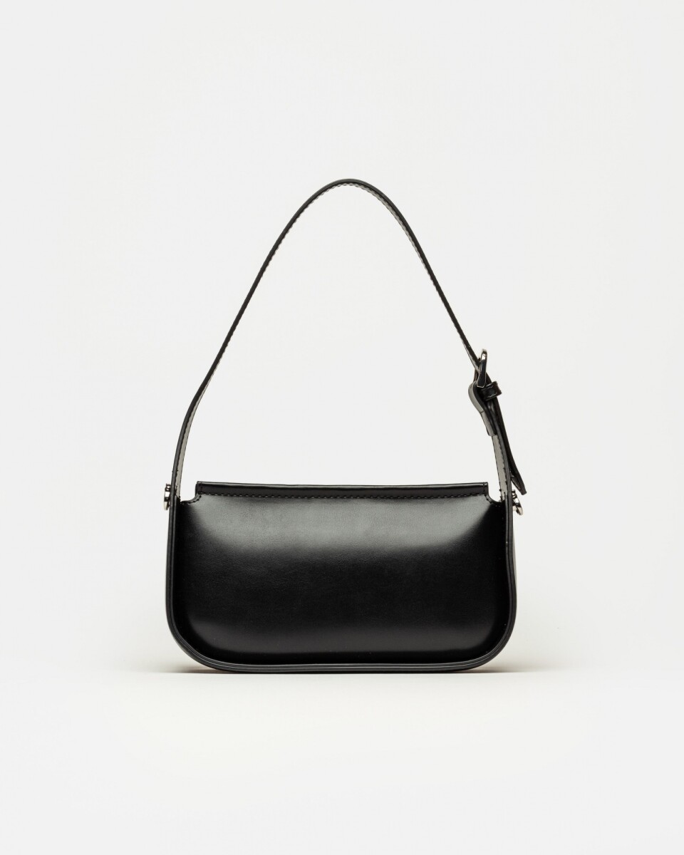 Cartera al hombro Leaf en efecto cuero liso - Negro 