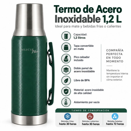 Termo 1.2lts c/tapa Mate Ac. inox Doble Pared Pico Cebador Termo 1.2lts C/tapa Mate Ac. Inox Doble Pared Pico Cebador