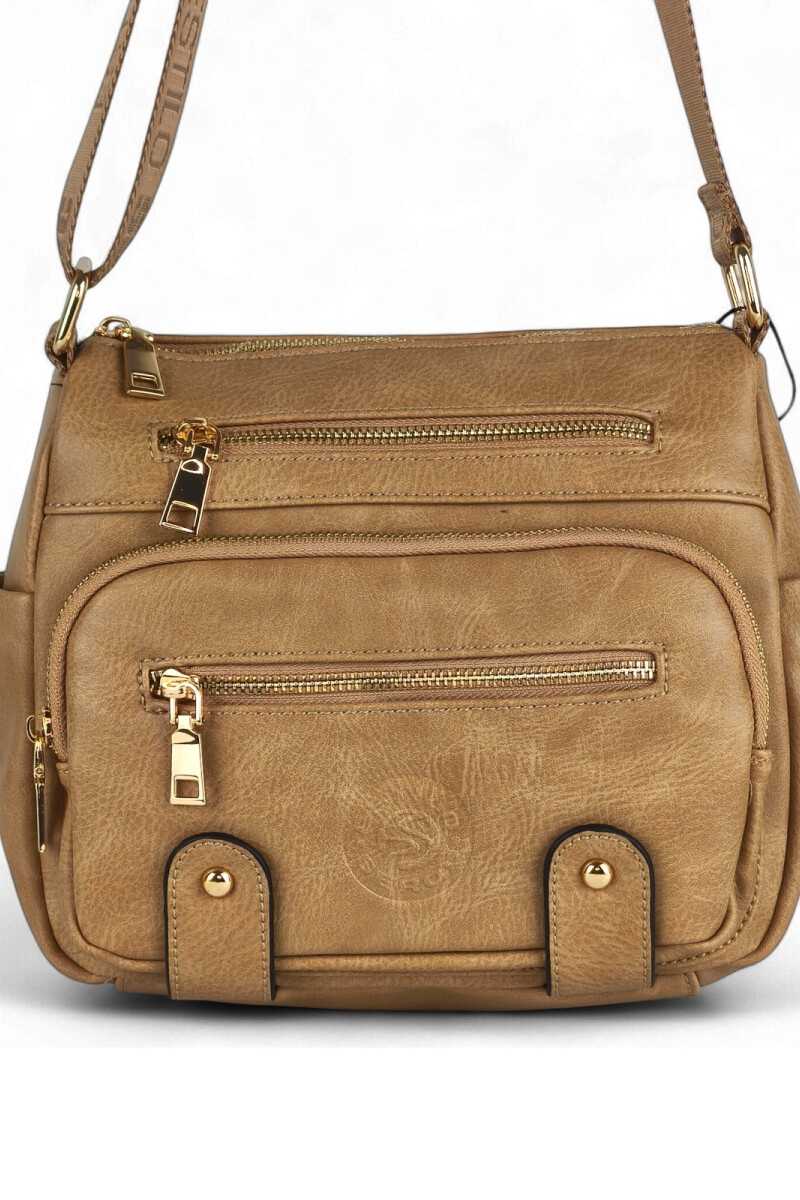 Bandolera varios cierres Beige