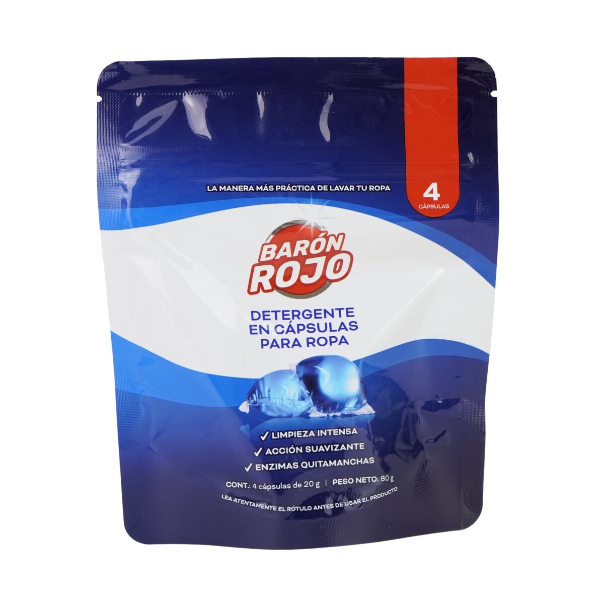 Detergente en capsulas Baron Rojo 4 unidades 