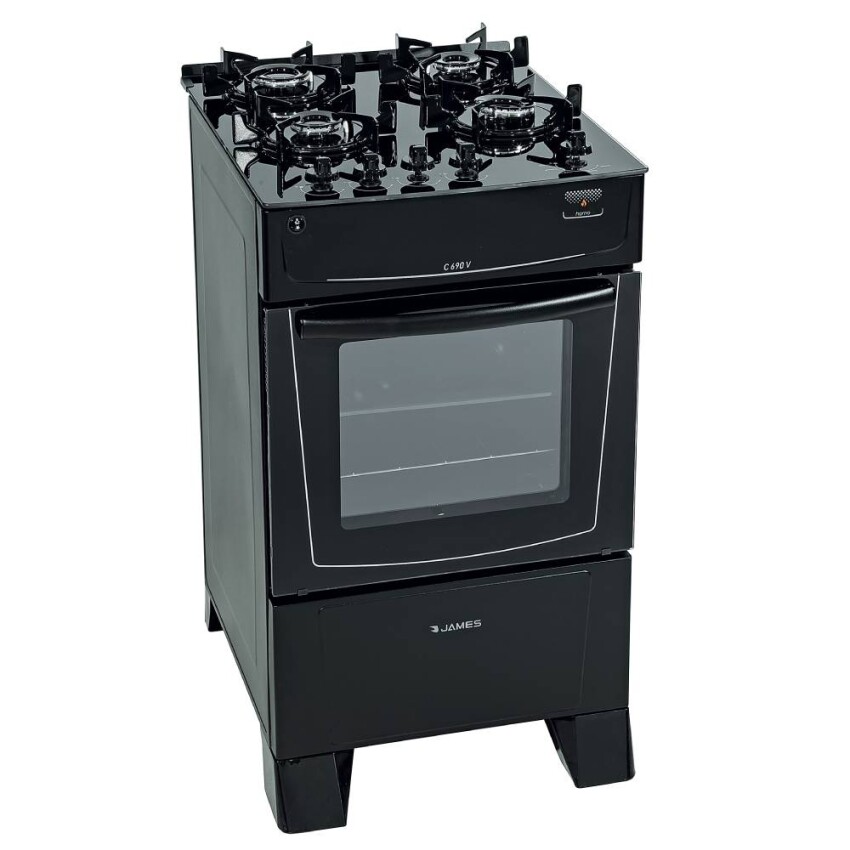 Cocina James C-690 V negra con mesada de vidrio negro Cocina James C-690 V negra con mesada de vidrio negro