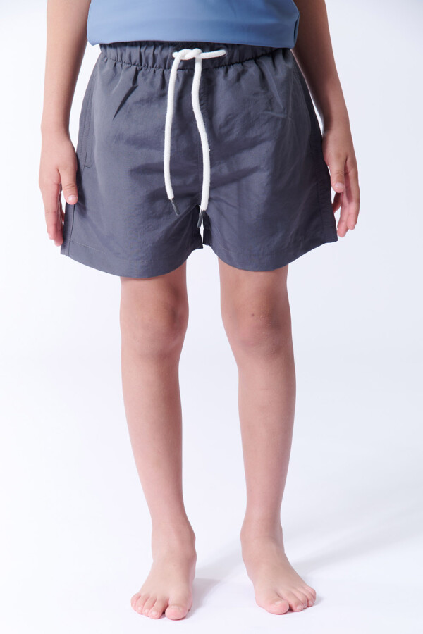 Short de baño liso Gris