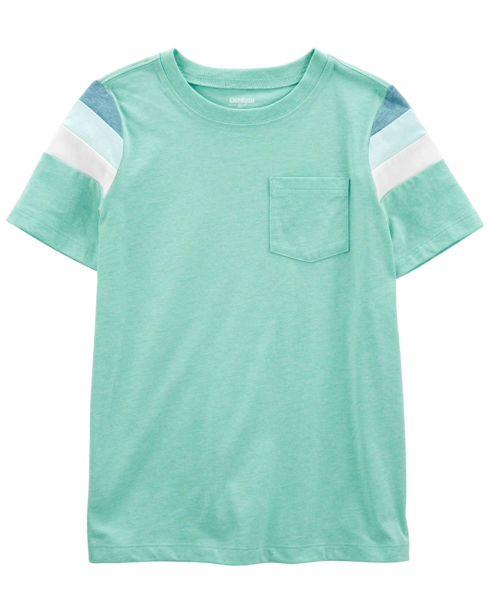 Remera de algodón, manga corta con franjas de colores Sin color