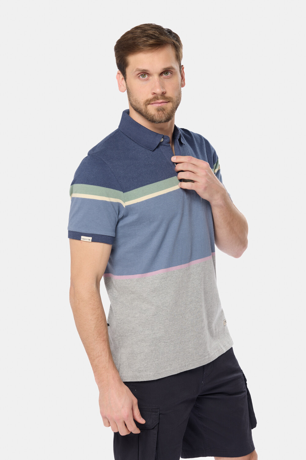 REMERA POLO RAYADA Azul