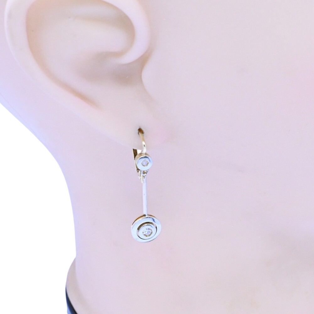 Caravanas antiguas oro 18 k con brillantes y diamantes Caravanas antiguas oro 18 k con brillantes y diamantes