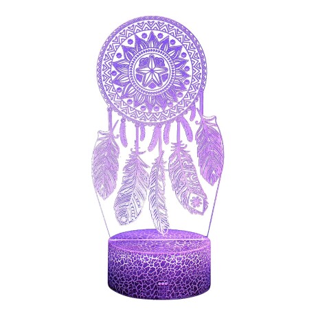 Lámpara Decorativa 3D Multicolor Táctil Atrapasueños Plumas