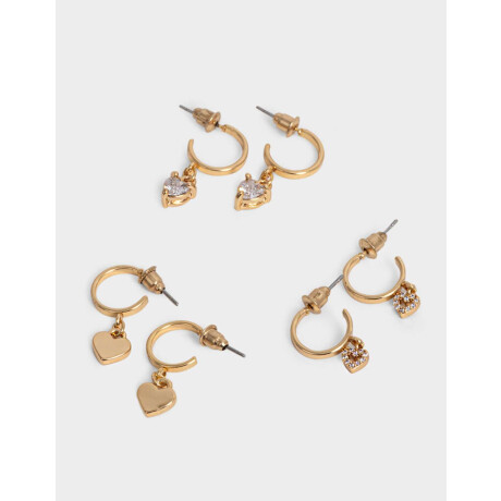 Aros Argollas Set Con cubic zirconia Dorado