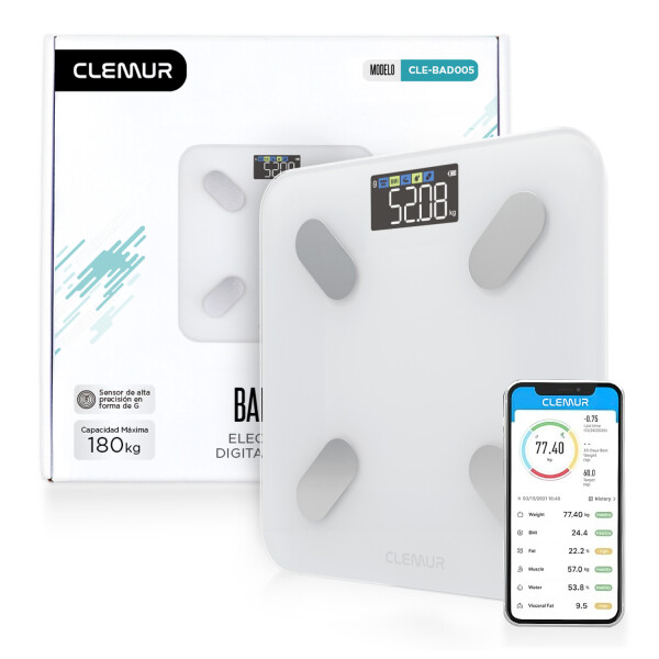 Balanza De Baño Inteligente App Bascula Monitor Medicion Conexion Digital 180 Kg Imback Color Blanco Balanza De Baño Inteligente App Bascula Monitor Medicion Conexion Digital 180 Kg Imback Color Blanco