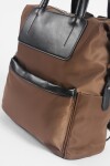 Mochila de tela con cuero vegano marrón