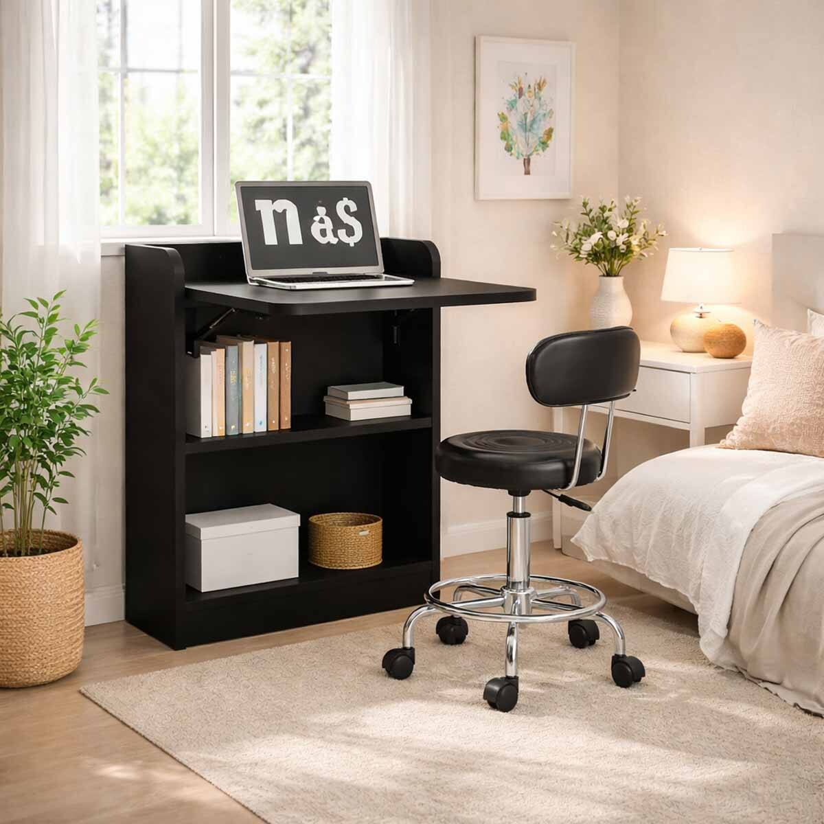 Escritorio Plex + Silla giratoria ecocuero - Negro 