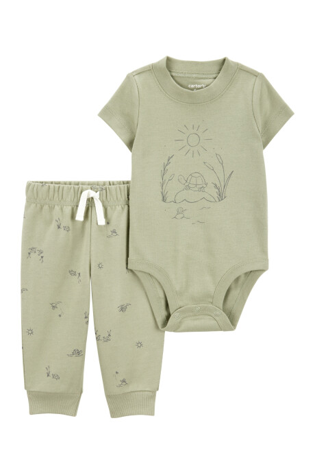 Set dos piezas de algodón, pantalón y remera, diseño tortuga Sin color
