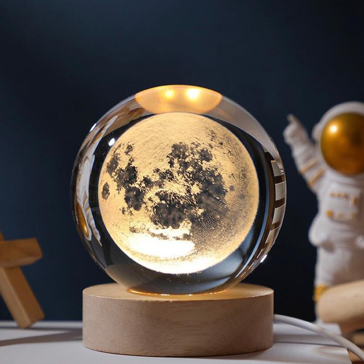 Lámpara Esfera Cristal 3D Ø10cm - Luna Llena 