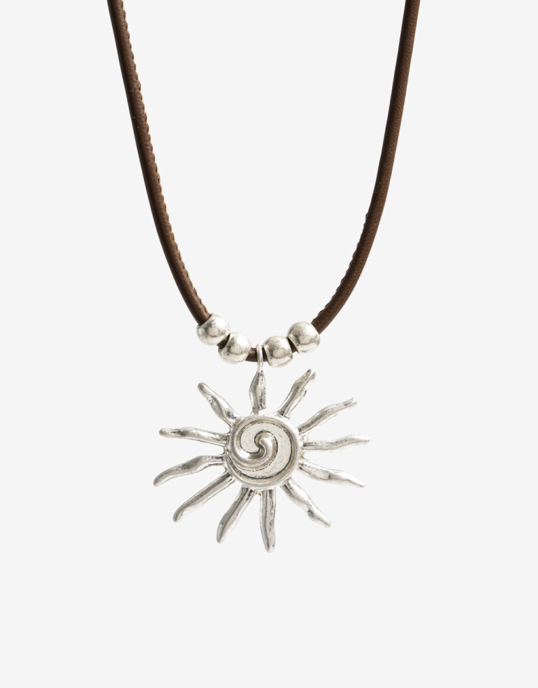 Collares Cortos Metal Collar Corto Sol - Plateado Plata Cepillada Mate