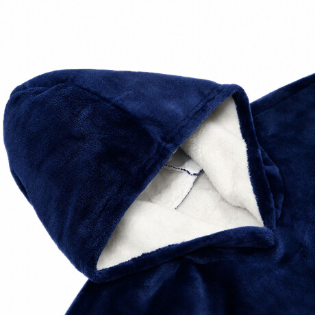 Buzo Canguro Oversize Manta Polar Afelpada Corderito Capucha Azul