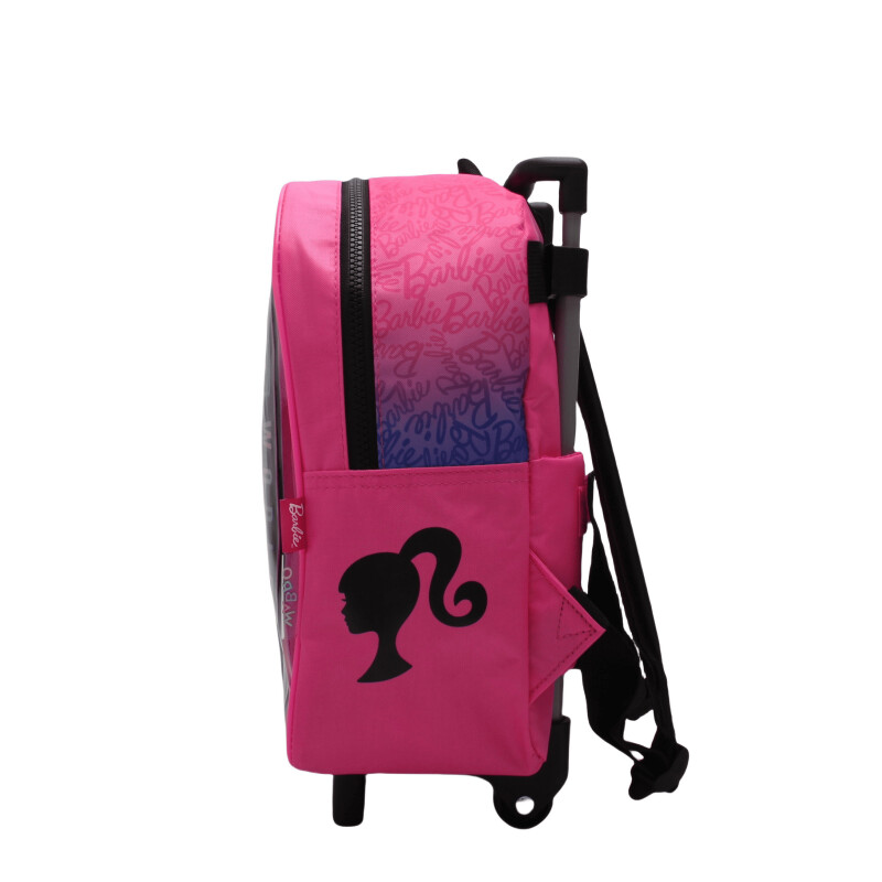 Mochila Barbie Hello World 12" Carro Fucsia - Negro